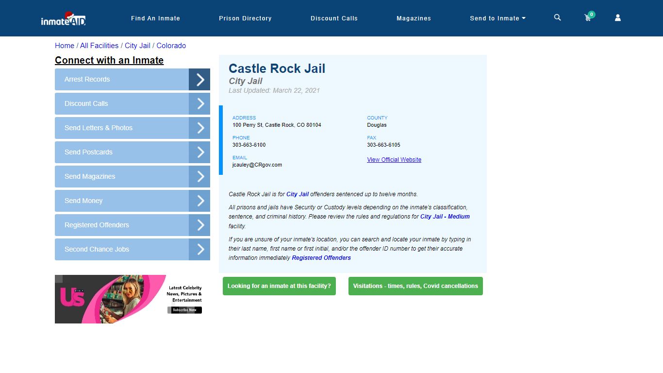 Castle Rock Jail | Inmate Locator